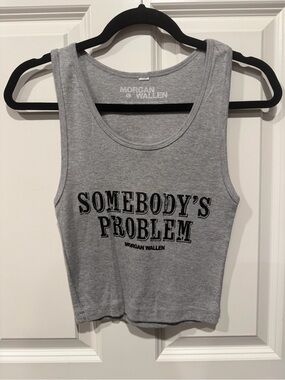 Morgan Wallen Grey 'Somebody's Problem' Cropped Tank